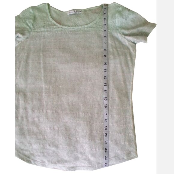 Revolution by Ricki's, Women's Lace T-Shirt, White with Pastel Aqua, Medium - Picture 9 of 11